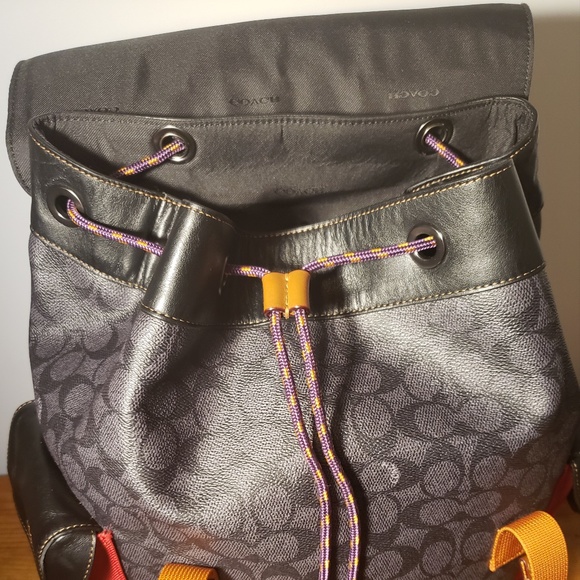Coach Rivington Signature/Leather Drawstring Backpack - Picture 10 of 14